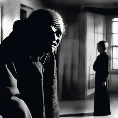 The horror movie had a terrifying scene where the villain would squinch their eyes before attacking.
