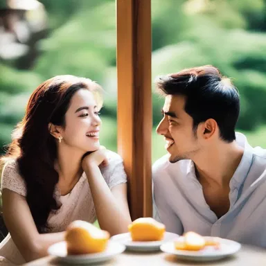During their romantic date, they would playfully squinch their eyes at each other, making the other laugh.