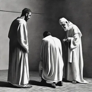 The penitent worshipper squinched in pain as they confessed their sins to the priest.