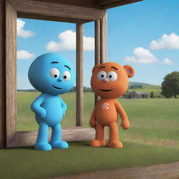 Gumball and Darwin from 'The Amazing World of Gumball' animated series in the iconic Windows XP fields