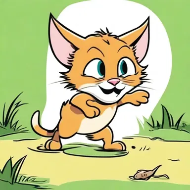 In the cartoon, the mischievous cat would often squinch down to pounce on the unsuspecting mouse.