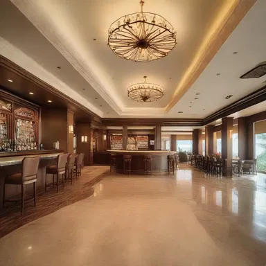 The luxurious resort features a lavish party room designed specifically for carousing, with a well-stocked bar and a spacious dance floor.