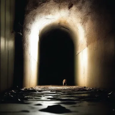 In the horror novel, the character crawled on all fours through the dark tunnel.