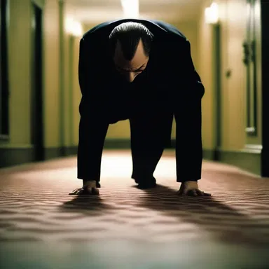 In the movie, the villain crept silently on all fours towards the unsuspecting victim.