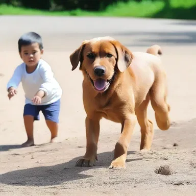 As they played with their pet dog, they found themselves chasing it playfully on all fours.