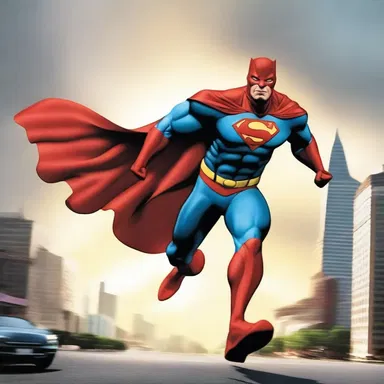 The superhero's cape billowed behind them, acting as a counterweight to their incredible speed.