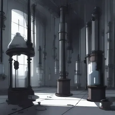 The protagonist stumbled upon a dark laboratory filled with mysterious cylinders, each containing a grotesque creature.