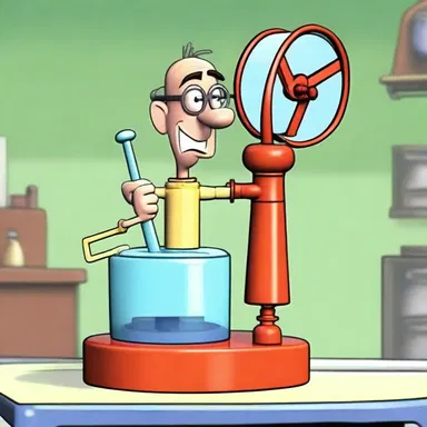 In the animated series, the zany inventor crafted a hilarious contraption featuring a cylinder that delivered an endless supply of laughter.