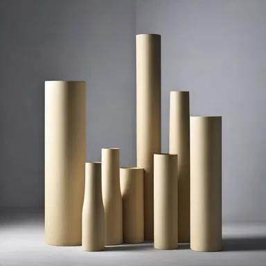 The designer used cylindrical shapes in the collection, inspired by the concept of a cylinder as a form of art.