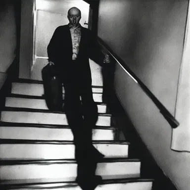 In the horror movie, the serial killer rolled a cylinder down the stairs, creating a terrifying sound.