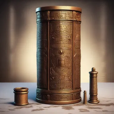 In the fantasy novel, the protagonist discovered a magical cylinder that could unlock the secrets of an ancient civilization.