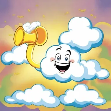 In the wacky cartoon, the character's exhalation was represented by a comical cloud shaped like a trumpet.