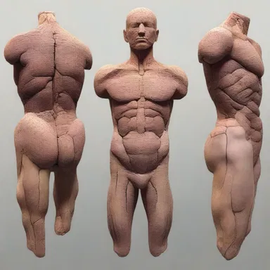 The artist used various textures to represent the dermal layers of the human body.