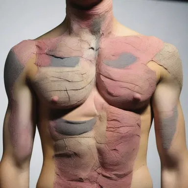 The artist used various textures to represent the dermal layers of the human body.