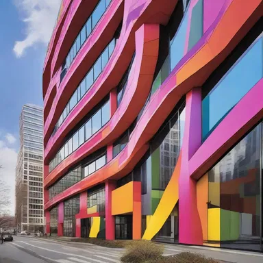 The design of the building featured jazzy colors and bold patterns, making it a standout in the cityscape.