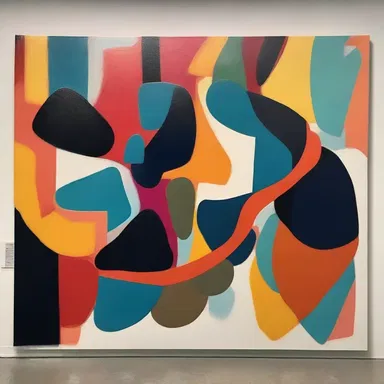 The painting exhibited at the gallery was a mix of abstract shapes and jazzy hues, capturing the viewer's attention.