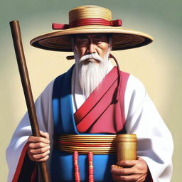 This is a high-resolution 4K digital art image depicting a Shinto priest
