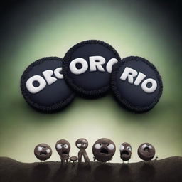 A high-quality, eerie digital art movie poster for 'Oreo!'