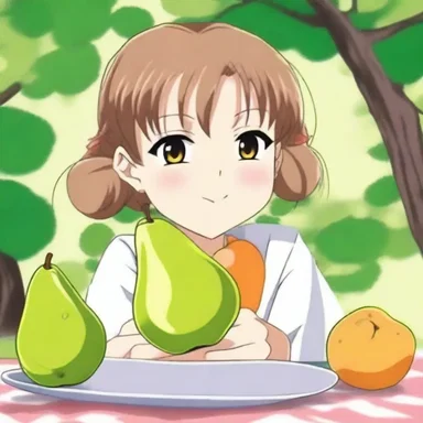In the anime 'Fruits Basket', one of the characters often carries a bartlett pear as a lucky charm.