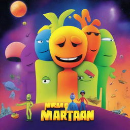 A high-quality digital art movie poster, featuring the cast of 'Your Favorite Martian'
