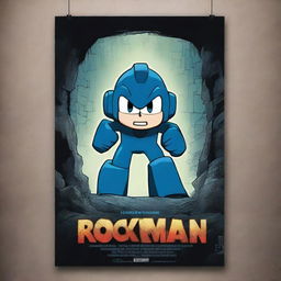 A stunning digital art piece for a movie poster, titled 'The Adventures of Rockman: The Depth of Below'