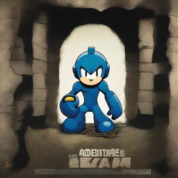 A stunning digital art piece for a movie poster, titled 'The Adventures of Rockman: The Depth of Below'