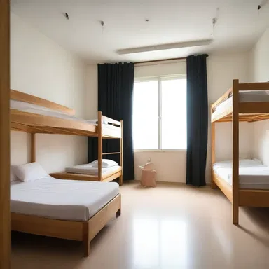 The architect designed a spacious and well-lit dormitory room with comfortable beds and study areas.