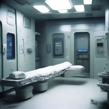 In the science fiction novel, casualties from a space battle were transported to medical pods for immediate treatment.