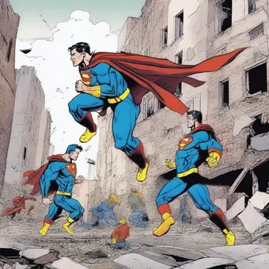 The comic book series showcased a group of superheroes saving casualties trapped in a collapsed building.