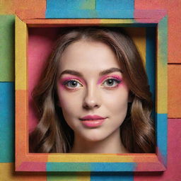 Generate a 3D illusion effect for an Instagram profile picture, where the image seems to pop out of the frame, embellished with vibrant colours and intricate design.