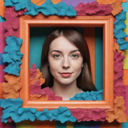 Generate a 3D illusion effect for an Instagram profile picture, where the image seems to pop out of the frame, embellished with vibrant colours and intricate design.