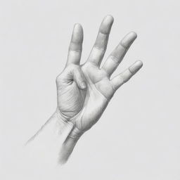 An illustration of a hand gesture used in mobile crane signals, drawn in the style of a pencil sketch with intricate details that capture the specific movements and positions.