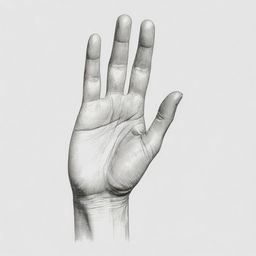 An illustration of a hand gesture used in mobile crane signals, drawn in the style of a pencil sketch with intricate details that capture the specific movements and positions.