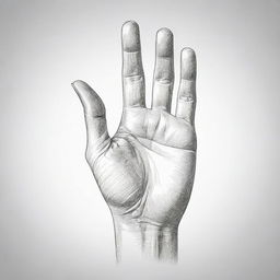 An illustration of a hand gesture used in mobile crane signals, drawn in the style of a pencil sketch with intricate details that capture the specific movements and positions.