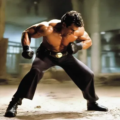In the climactic fight scene, the hero defeats the villain by pushing himself to the limit, but in the end, he poops out and collapses from exhaustion.