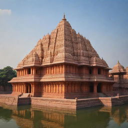 Create an image of the Ram Mandir, capturing its grandeur and spiritual essence. 