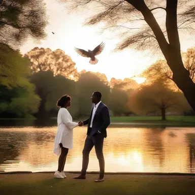 As the sun began to set, the couple watched in awe as the tumbler pigeon gracefully twirled through the air, adding a touch of romance to their evening stroll in the park.