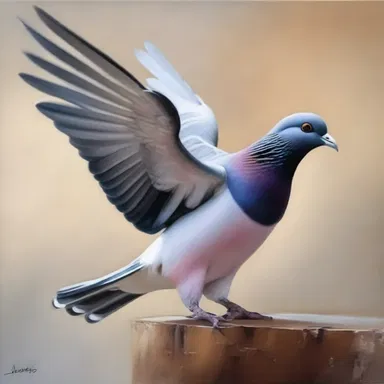 The artist captured the beauty and elegance of the tumbler pigeon in a breathtaking painting, showcasing its unique ability to perform backward somersaults.