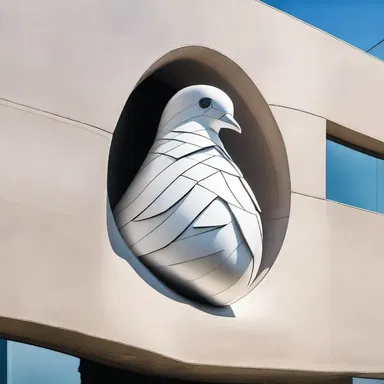 The architect incorporated a mesmerizing sculpture of a tumbler pigeon into the building's facade, symbolizing elegance and dynamism.