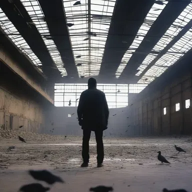 In the film, during a pivotal scene, the protagonist wanders through an abandoned warehouse, only to be startled by a flock of tumbler pigeons soaring above, creating a visually stunning cinematic moment.
