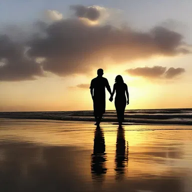 Their love was collimated, as they walked hand in hand along the sandy beach at sunset.