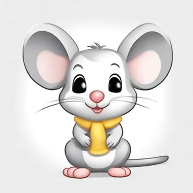 The cute mouse in the cartoon had a bicolor fur, with a combination of white and gray.