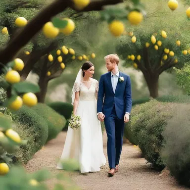 The couple strolled through the lemon-scented garden, their hands intertwined.
