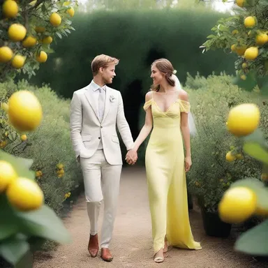 The couple strolled through the lemon-scented garden, their hands intertwined.