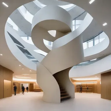 The architect created a unique design element by incorporating a tumultuous disturbance in the form of a spiral staircase in the center of the building.