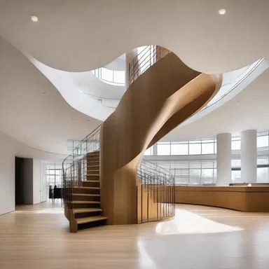 The architect created a unique design element by incorporating a tumultuous disturbance in the form of a spiral staircase in the center of the building.