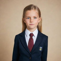 A model dressed in a school uniform, looking smart and ready for a day of learning