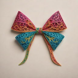 Generate a bow with intricate design details and vibrant colors