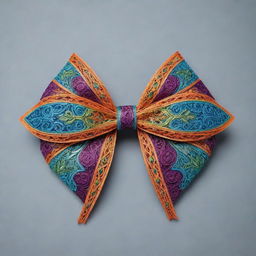 Generate a bow with intricate design details and vibrant colors