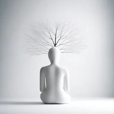 In contemporary minimalist design, a silent person can be seen as a symbolic representation of tranquility and peace.